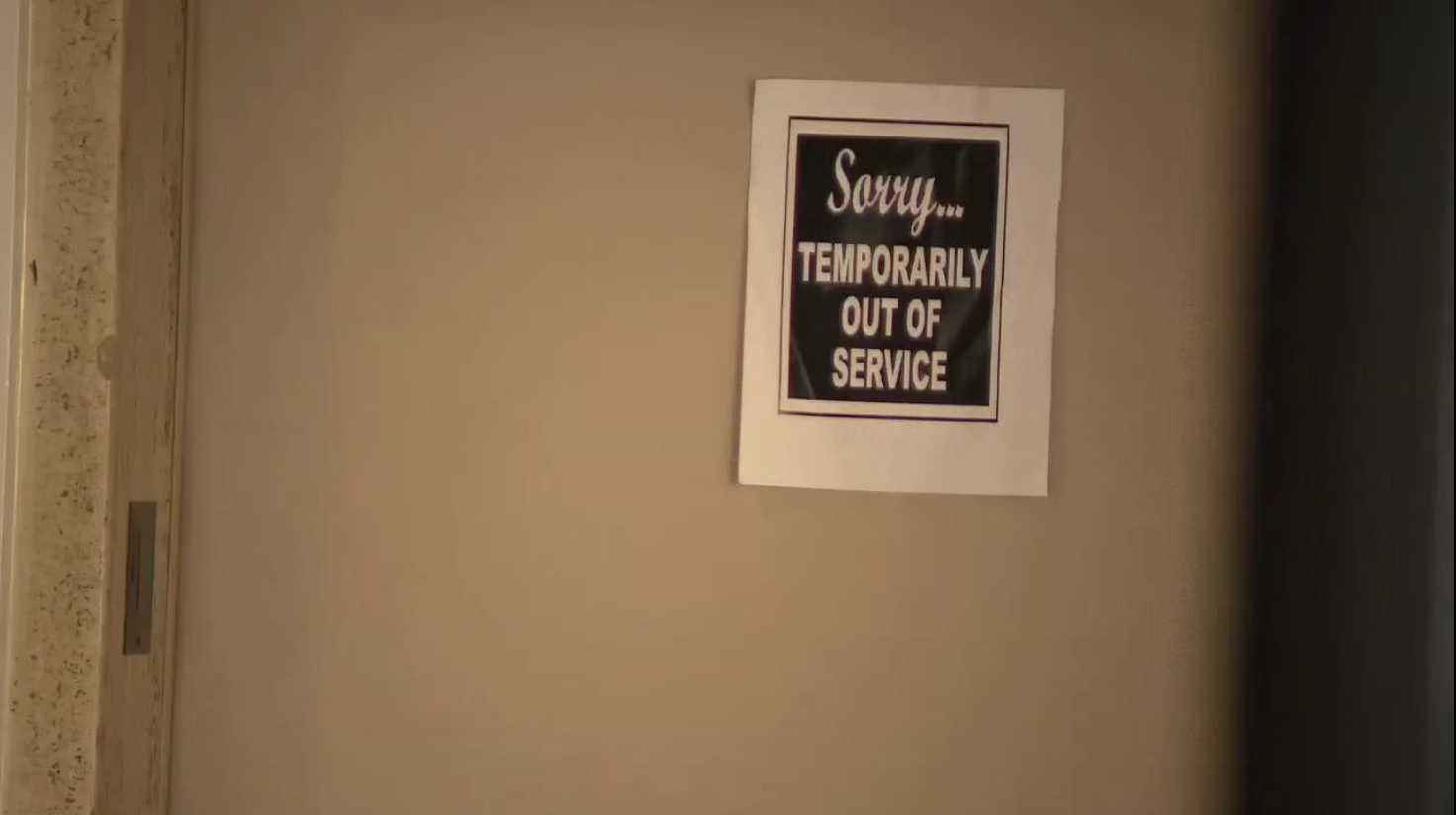 Out of service sign at Charter House senior living facility