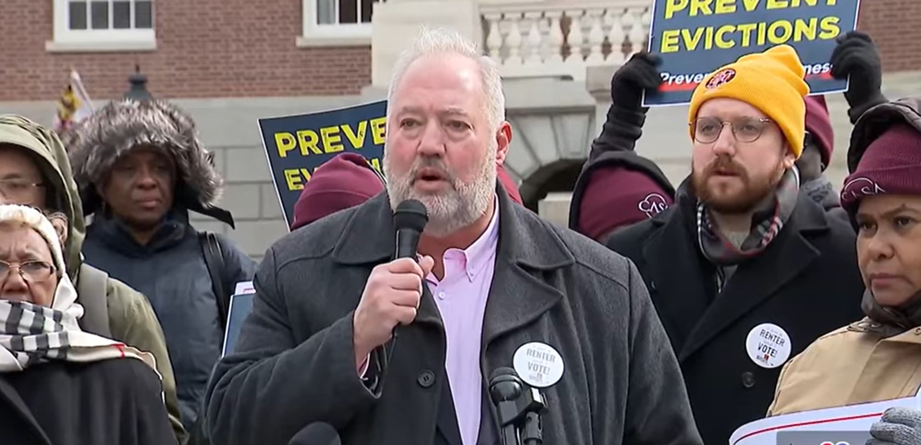 Matt Losak leads coalition rally for good cause eviction in Annapolis