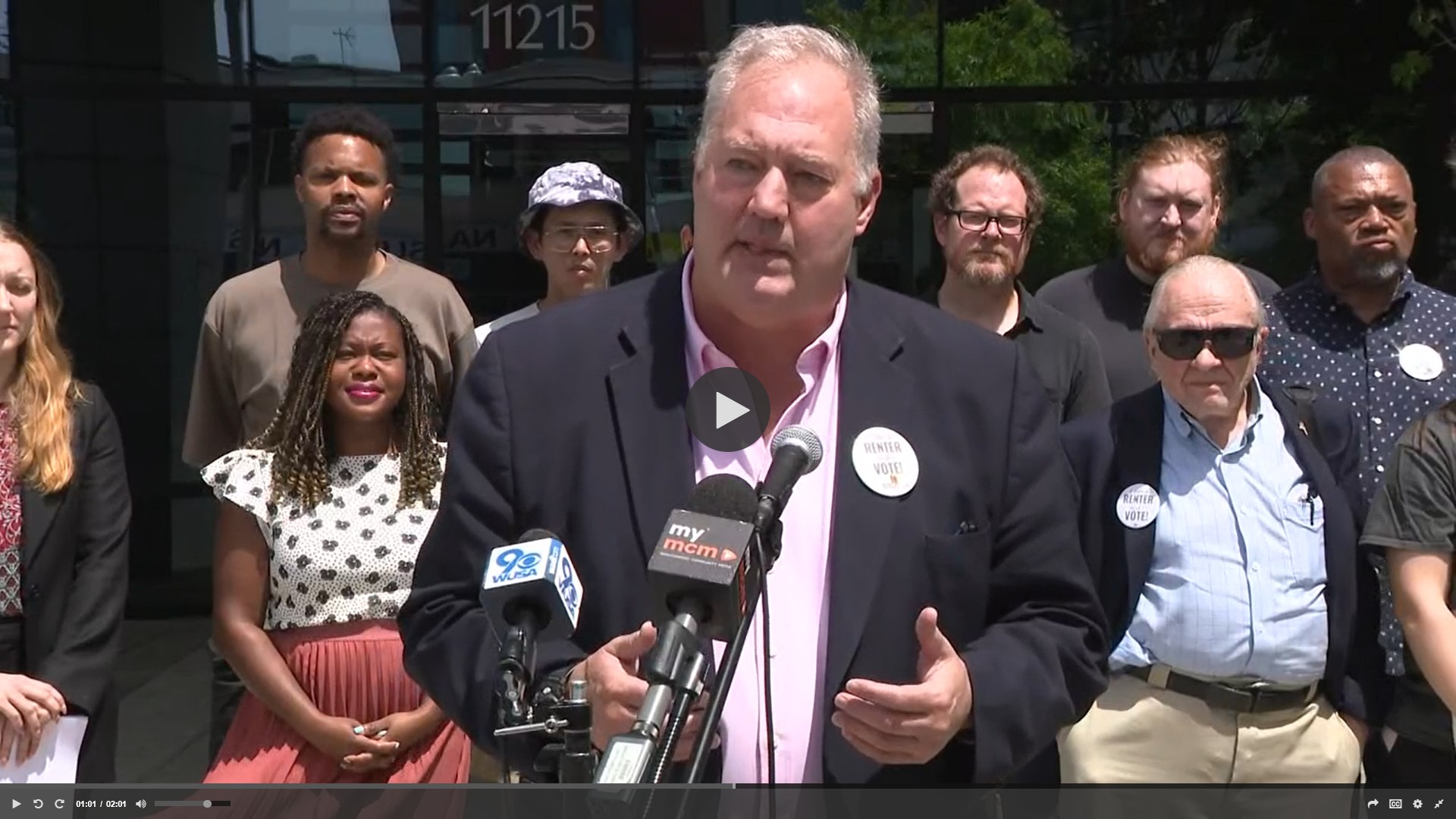 Matt Losak speaks at press conference on tenant legal action